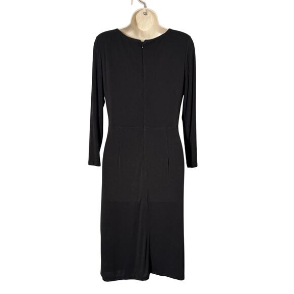 Ann Taylor LOFT Faux Wrap Black Ruched Midi Dress Size M - Picture 2 of 7